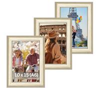 Victor Cadre Photo Or Beige Monet Set de 3 - en 10x15 cm (A6) - Bar: 23x13mm - Vintage - Décoration murale - Shabby Chic - Châssis pour l'image A6 Doré