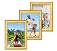Victor Cadre Photo Or Monet Set de 3 - en 13x18 cm - Bar: 23x13mm - Vintage - Décoration muarle - Shabby Chic - Châssis pour l'image 13x18 Doré