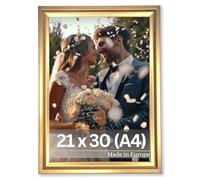 VictoR Cadre photo Renoir doré 21 x 30 cm (A4) - Élégant cadre en plastique de style baroque avec vitre en verre acrylique incassable et paroi arrière en MDF