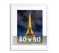 Victor Cadre Photo Richter Blanc en 40x50 cm avec Passe-Partout 30x40 (A3) - Bar: 25x20mm - Châssis pour l'image Bois 40x50