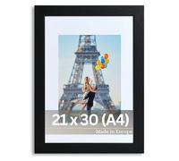 Victor Cadre Photo Richter Noir en 21x30 cm (A4) avec Passe-Partout 15x21 (A5) - Bar: 25x20mm - Châssis pour l'image Bois A4