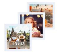 VictoR Dali - Lot de 3 cadres photo carrés en bois - 13 x 13 cm - Blanc - 13 x 13 cm - Cadre photo carré - Blanc