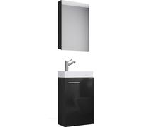 Victor Ensemble de meubles de salle de bain, 1 meuble bas, 1 armoire de toilette avec miroir, noir.