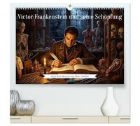 Victor Frankenstein und seine Schöpfung (hochwertiger Premium Wandkalender 2026 DIN A2 quer), Kunstdruck in Hochglanz: Die Geschichte von Victor Frankenstein nach dem Roman von Mary Shelley