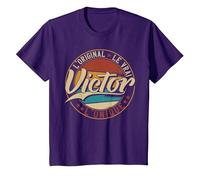 Victor L'Original Le Vrai L'Unique Hommes & Garçons T-Shirt, Enfant, Violet, 6 Ans