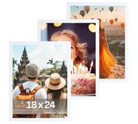 VictoR Lot de 3 cadres photo Dali 18x24 cm Blanc - Cadres photo en bois - Ensemble de cadres photo blancs 18x24 - Cadre photo moderne en bois avec verre acrylique incassable