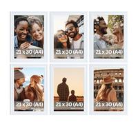 VictoR Lot de 6 cadres photo « Chagall » style ancien - Blanc - 21 x 30 cm (A4) - Cadre photo vintage - Convient pour certificats, certificats - Blanc A4 - Baroque