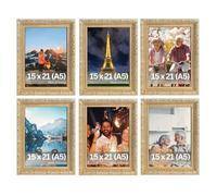 VictoR Lot de 6 cadres photo vintage "Rubens" 15 x 21 cm (A5) vert et or - Baguette : 30 x 20 mm - Verre véritable - Cadre photo baroque - Antique