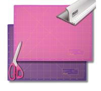 Victor Lot de tapis de découpe 3 couches A2 auto-cicatrisants avec ciseaux et règle de découpe 52 cm Violet et rose 45 x 60 cm