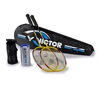 VICTOR Raquette de Badminton Set de Badminton 2 x al 2200, racketbag, 3 x Nylon Ball, Jaune/Argent/Rouge, 67.5 cm, 099/6/5