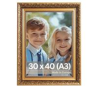 VictoR Rembrandt Cadre photo baroque marron doré 30 x 40 cm (A3) - Baguette : 58 x 41 mm - Style vintage antique - Avec verre acrylique incassable - Dos en MDF - Format portrait et paysage