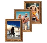 VictoR Rubens Lot de 3 cadres photo, style vintage, 18 x 24 cm, marron doré, baguette : 30 x 20 mm, en verre véritable, style baroque, 18 x 24 cm, style vintage