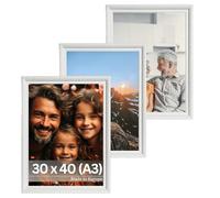VictoR Rubens Lot de 3 cadres photo vintage 30 x 40 cm (A3) Blanc - Baguette : 30 x 20 mm - Verre véritable - Cadre photo baroque - Antique - Ensemble de cadres photo A3 vintage