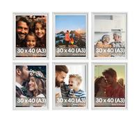 VictoR Rubens Lot de 6 cadres photo vintage 30 x 40 cm (A3) Blanc - Baguette : 30 x 20 mm - Verre véritable - Cadre photo baroque - Antique - Lot de cadres photo A3 vintage