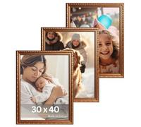 Victor set de 3 cadres photo Chagall brun or en 30x40 cm - style baroque vintage - verre véritable - convient pour certificats - décoration pour la maison
