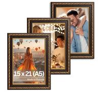 Victor set de 3 cadres photo Chagall noir or en 15x21 cm (A5) - style baroque vintage - verre véritable - convient pour certificats - décoration pour la maison