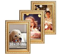 Victor set de 3 cadres photo Chagall or en 10x15 cm (A6) - style baroque vintage - verre véritable - convient pour certificats - décoration pour la maison