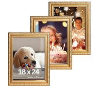 Victor set de 3 cadres photo Chagall or en 18x24 cm - style baroque vintage - verre véritable - convient pour certificats - décoration pour la maison
