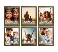 Victor set de 6 cadres photo Chagall vert brun en 30x40 cm - style baroque vintage - verre véritable - convient pour certificats - décoration pour la maison