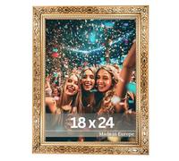 VictoR Vermeer Cadre photo vintage doré 18 x 24 cm - Cadre baroque antique avec verre acrylique - Paroi arrière stable en MDF - Pour format portrait et paysage - Cadre photo A4 doré