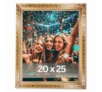 VictoR Vermeer Cadre photo vintage doré 20 x 25 cm - Cadre baroque antique avec verre acrylique - Paroi arrière stable en MDF - Pour format portrait et paysage - Cadre photo A4 doré