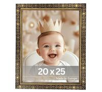 VictoR Vermeer Cadre photo vintage noir doré 20 x 25 cm - Cadre baroque antique avec verre acrylique - Paroi arrière stable en MDF - Pour format A4 - Pour format portrait et paysage - Noir doré