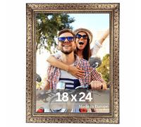 VictoR Vinci Cadre photo Vinci - 18x24 cm marron doré - Style vintage baroque - Baguette 22x20 mm - Verre acrylique incassable - Dos MDF - Portrait et paysage - Fabriqué en
