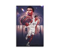 Victor Wembanyama Impression sur toile Motif étoiles de basket-ball 30 x 45 cm