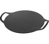 Victoria 34474 Plaque grill en fonte pour pizza, poêle 38cm avec poignées, induction, feu, four Noir