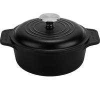 Victoria 34894 Fourneau à induction en fonte émaillée 20cm Pot à pain 1,9L, sans PTFE Noir