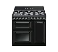 Smeg Piano de cuisson Victoria TR93BL 90 cm – Mixte (gaz/électrique) – Noir – Auto-nettoyant