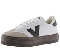 Victoria Basket Basse Barcelona Ciclista Effet Cuir & Plateforme & Bout en Croûte De Cuir 1092172 pour Femme Blanco 37