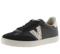 Victoria Basket Basse Berlin Ciclista Effet Cuir & Logo Pailleté & Bout en Croûte De Cuir 1126198 pour Femme Negro 40