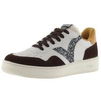 Victoria Basket Basse Madrid Effet Cuir & Pièces en Croûte De Cuir & Logo Pailletée 1258272 pour Femme Chocolate 39