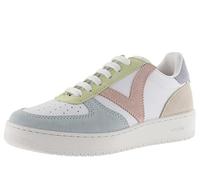 Victoria Basket Basse Madrid Effet Cuir & Pièces Multicolores en Croûte De Cuir 1258214 pour Femme Celeste 40