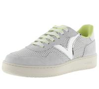 Victoria Basket Basse Madrid Maille & Pièces en Croûte De Cuir Assorties & Logo Métallisé 1258270 pour Femme Gris 38