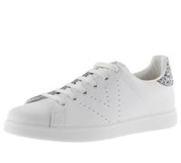 Victoria Basket Basse Tenis Cuir & Arrière Pailleté & Logo Perforé 1125104 pour Femme Antracita 39