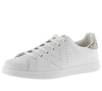 Victoria Basket Basse Tenis Cuir & Arrière Pailleté & Logo Perforé 1125104 pour Femme Rosa 38