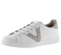Victoria Basket Basse Tenis Cuir & Logo & Arrière Pailletés 1125188 pour Femme Nude 36