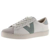 Victoria Basket Basse Unisexe Berlin Cuir & Pièces en Contraste & Bout en Croûte De Cuir 1126142 pour Adulte Jade 35