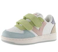 Victoria Basket Basse Unisexe Tiempo Effet Cuir & Pièces Multicolores en Croûte De Cuir & Scratch 1124116 pour Enfants Celeste 32