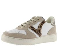 Victoria Baskets Madrid Effet Cuir & Pièces en Daim & Logo Imprimé Animal & Talon Métallisé 1258277 pour Femme Platino 38