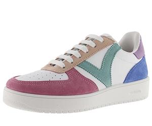 Victoria Baskets Madrid Effet Cuir & Pièces Multicolores en Daim & Bout Perforé 1258214 pour Femme Rosa 40