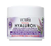 Victoria Beauty Crème anti-âge à l'acide hyaluronique contre les rides et les cernes, crème pour le visage à l'acide hyaluronique et à l'extrait de réglisse pour homme et femme - 2 x 50 ml