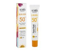 Victoria Beauty Fluide solaire SPF 50 pour le visage à l'acide hyaluronique, imperméable, protection solaire visage fluide SPF 50, UVA et UVB, protection solaire à haut spectre, 40 ml
