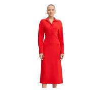 Victoria Beckham - Robe Mi-longue à Manches Longues et Col Polo - Femme - Robes - Rouge - Taille: 36 FR