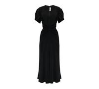 Victoria Beckham - Robe Midi Froncée à Col en V - Femme - Robes - Noir - Taille: 34 FR