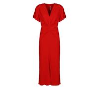 Victoria Beckham - Robe Midi Froncée à Col V - Femme - Robes - Rouge - Taille: 34 FR