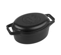 Victoria Cocotte et Poêle Induction Fonte Émaillée 31cm Ovale, 2 Piece Set Dutch Oven 5,7L, Four Hollandais Sans PTFE et PFOA, Convient pour Feu, Barbecue, Four, Vitrocéramique, Gaz