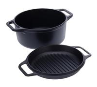 Victoria Cocotte Induction Fonte, Combo Dutch Oven Assaisonnée 27cm, Four Hollandais Sans PTFE et PFOA, Convient pour Feu, Barbecue, Four, Vitrocéramique, Gaz